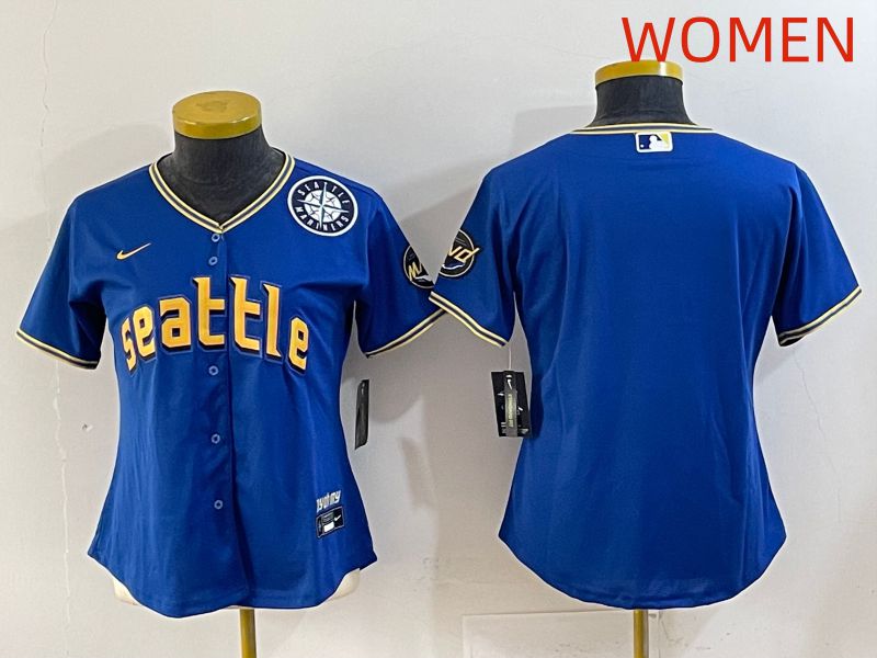 Women 2025 Seattle Mariners Blank Blue City Edition Nike MLB Jersey style 2